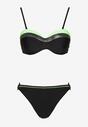 Zielono-Czarne Bikini Figi i Usztywniany Biustonosz Ozdobiony Metaliczną Nicią Artellia