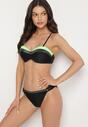 Zielono-Czarne Bikini Figi i Usztywniany Biustonosz Ozdobiony Metaliczną Nicią Artellia
