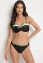 Zielono-Czarne Bikini Figi i Usztywniany Biustonosz Ozdobiony Metaliczną Nicią Artellia