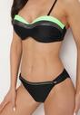 Zielono-Czarne Bikini Figi i Usztywniany Biustonosz Ozdobiony Metaliczną Nicią Artellia