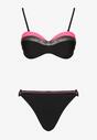 Różowo-Czarne Bikini Figi i Usztywniany Biustonosz Ozdobiony Metaliczną Nicią Artellia