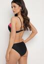 Różowo-Czarne Bikini Figi i Usztywniany Biustonosz Ozdobiony Metaliczną Nicią Artellia