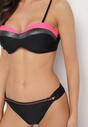 Różowo-Czarne Bikini Figi i Usztywniany Biustonosz Ozdobiony Metaliczną Nicią Artellia