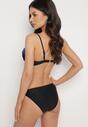 Niebiesko-Czarne Bikini Figi i Usztywniany Biustonosz Ozdobiony Metaliczną Nicią Artellia