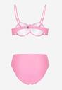 Jasnoróżowe Bikini Biustonosz z Kwiatem 3D i Majtki Typu Figi Telanea
