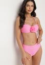Jasnoróżowe Bikini Biustonosz z Kwiatem 3D i Majtki Typu Figi Telanea