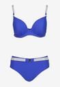 Niebieskie Bikini Biustonosz z Cyrkoniami i Majtki Typu Figi Tesenna