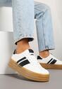 Białe Sneakersy w Stylu Klasycznych Tenisówek z Ozdobnymi Paskami Dellien