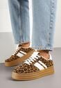 Panterkowe Sneakersy w Stylu Klasycznych Tenisówek z Ozdobnymi Paskami Dellien