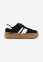 Czarne Sneakersy w Stylu Klasycznych Tenisówek z Ozdobnymi Paskami Dellien