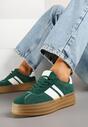 Zielone Sneakersy w Stylu Klasycznych Tenisówek z Ozdobnymi Paskami Dellien