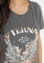 Ciemnoszary T-shirt z Bawełny z Nadrukiem Erenova