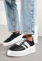 Czarne Sneakersy w Stylu Klasycznych Tenisówek na Grubej Podeszwie Rediree