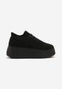 Czarne Sneakersy w Stylu Tenisówek na Platformie z Szydełkową Cholewką Filusenia