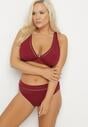 Bordowe Bikini Biustonosz i Majtki Typu Figi z Ażurowym Wzorem Lunella