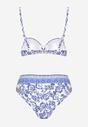 Niebieskie Bikini w Ornamentalny Wzór Biustonosz i Majtki Figi Mirazia