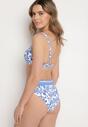 Niebieskie Bikini w Ornamentalny Wzór Biustonosz i Majtki Figi Mirazia