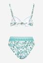 Jasnozielone Bikini w Ornamentalny Wzór Biustonosz i Majtki Figi Mirazia
