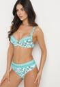 Jasnozielone Bikini w Ornamentalny Wzór Biustonosz i Majtki Figi Mirazia
