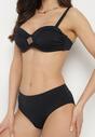 Czarne Bikini Majtki Typu Figi i Biustonosz z Geometryczną Ozdobą Kinavia