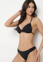 Czarne Bikini Biustonosz Push Up z Wiązaniem i Majtki Figi Miraviela