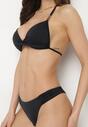 Czarne Bikini Biustonosz Push Up z Wiązaniem i Majtki Figi Miraviela