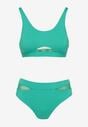 Zielone Bikini Majtki Figi i Biustonosz z Siateczkową Wstawką Natenira