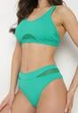 Zielone Bikini Majtki Figi i Biustonosz z Siateczkową Wstawką Natenira