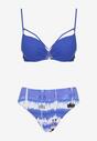 Niebieskie Bikini Biustonosz Push-Up z Ozdobnymi Paskami i Majtki Typu Figi Kinrisa