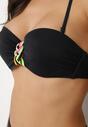 Czarne Bikini Biustonosz z Geometrycznym Wzorem Majtki Typu Figi Ulosalia