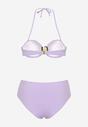 Fioletowe Bikini Biustonosz z Geometrycznym Wzorem Majtki Typu Figi Ulosalia