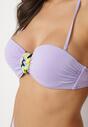 Fioletowe Bikini Biustonosz z Geometrycznym Wzorem Majtki Typu Figi Ulosalia