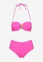 Fuksjowe Bikini Biustonosz z Geometrycznym Wzorem Majtki Typu Figi Ulosalia