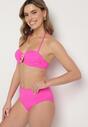 Fuksjowe Bikini Biustonosz z Geometrycznym Wzorem Majtki Typu Figi Ulosalia