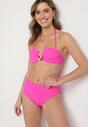 Fuksjowe Bikini Biustonosz z Geometrycznym Wzorem Majtki Typu Figi Ulosalia