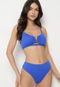 Niebieskie Bikini Biustonosz z Metaliczną Ozdobą i Majtki Figi Kinirela
