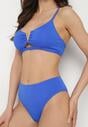 Niebieskie Bikini Biustonosz z Metaliczną Ozdobą i Majtki Figi Kinirela