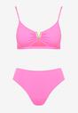 Fuksjowe Bikini Biustonosz z Metaliczną Ozdobą i Majtki Figi Kinirela