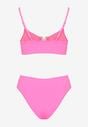 Fuksjowe Bikini Biustonosz z Metaliczną Ozdobą i Majtki Figi Kinirela