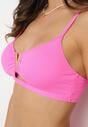 Fuksjowe Bikini Biustonosz z Metaliczną Ozdobą i Majtki Figi Kinirela