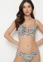 Jasnobeżowe Bikini w Panterkę Biustonosz i Majtki Figi z Wycięciami Savettea
