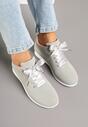 Szaro-Różowe Sneakersy Półbuty Ozdobione Wstążką Filarissa