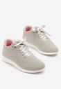 Szaro-Różowe Sneakersy Półbuty Ozdobione Wstążką Filarissa
