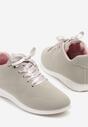 Szaro-Różowe Sneakersy Półbuty Ozdobione Wstążką Filarissa