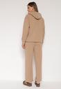 Ciemnobeżowy Bawełniany Komplet Dresowy z Bluzą i Spodniami Zansira