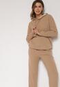 Ciemnobeżowy Bawełniany Komplet Dresowy z Bluzą i Spodniami Zansira