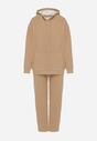 Ciemnobeżowy Bawełniany Komplet Dresowy z Bluzą i Spodniami Zansira