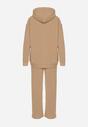 Ciemnobeżowy Bawełniany Komplet Dresowy z Bluzą i Spodniami Zansira
