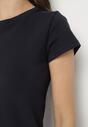 Granatowy Bawełniany Klasyczny T-shirt Lunolia