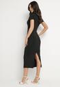 Czarna Sukienka Dopasowana Bodycon z Dekoltem w Serek Efricene